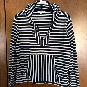 Southern Tide Dark Blue and White Striped Hoodie. Lrg